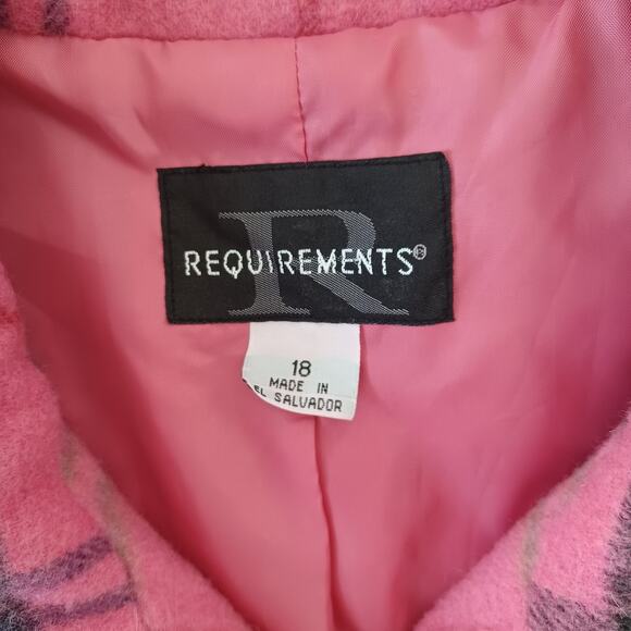 Vintage Requirements Jacket Womens 18 Pink Plaid Full Zip Wool Blend Barbiecore - Picture 3 of 9